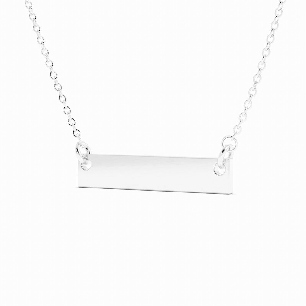 Engravable Horizontal Bar Pendant Necklace Sterling Silver with Rhodium Plating-2