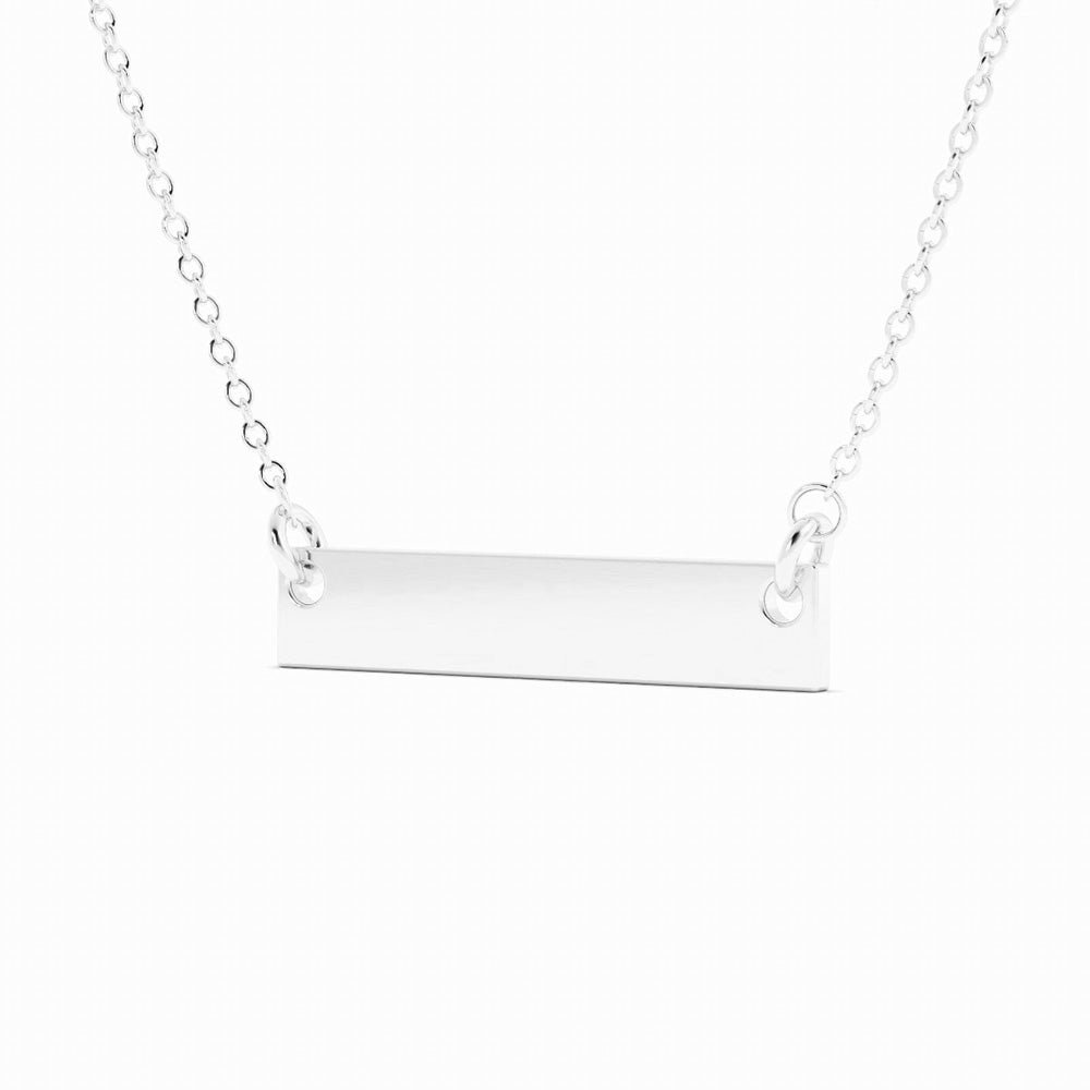 Engravable Horizontal Bar Pendant Necklace Sterling Silver with Rhodium Plating-2