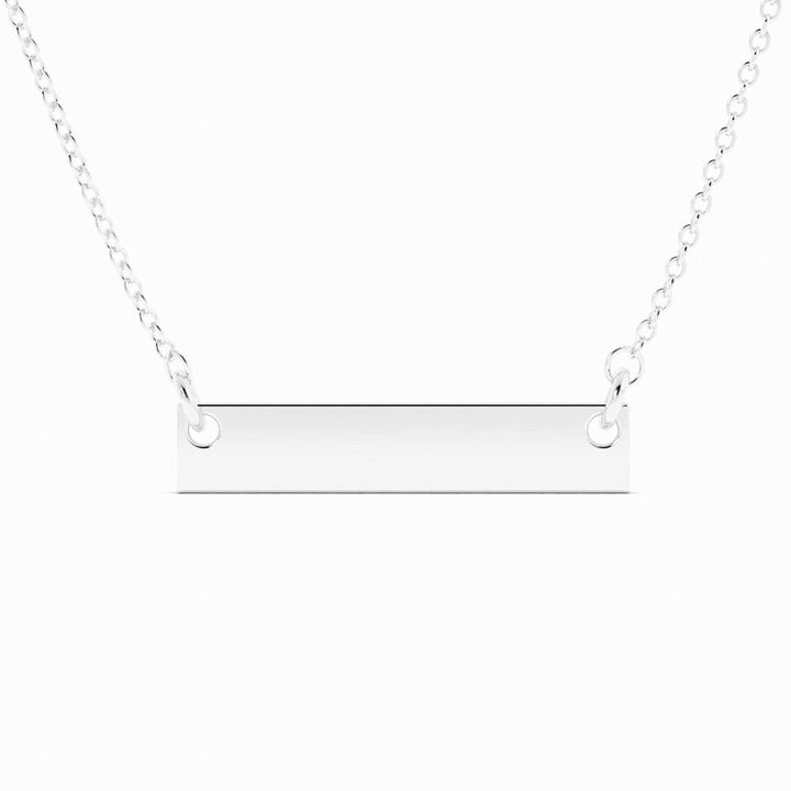 Engravable Horizontal Bar Pendant Necklace Sterling Silver with Rhodium Plating-1