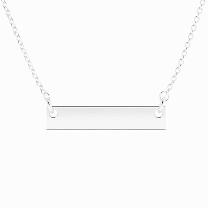 Sterling Silver Engravable Horizontal Bar Pendant Necklace, Rhodium Plated