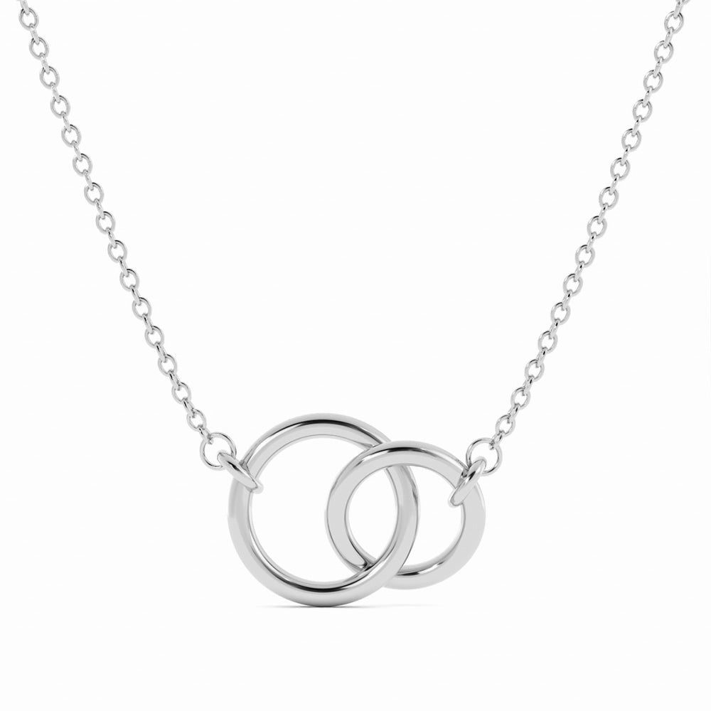 Interlocking Circle Pendant Necklace Sterling Silver with Rhodium Plating-1