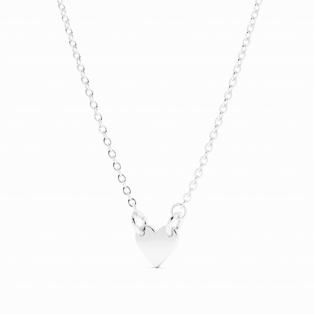 Sterling Silver Engravable Heart Pendant Necklace, Rhodium Plated