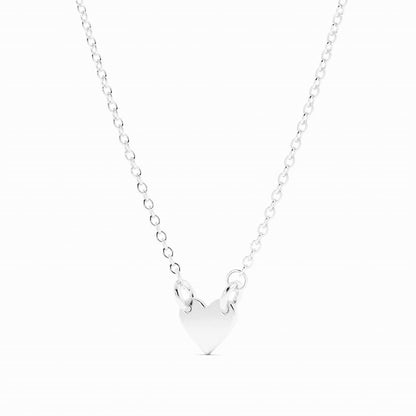 Sterling Silver Engravable Heart Pendant Necklace, Rhodium Plated