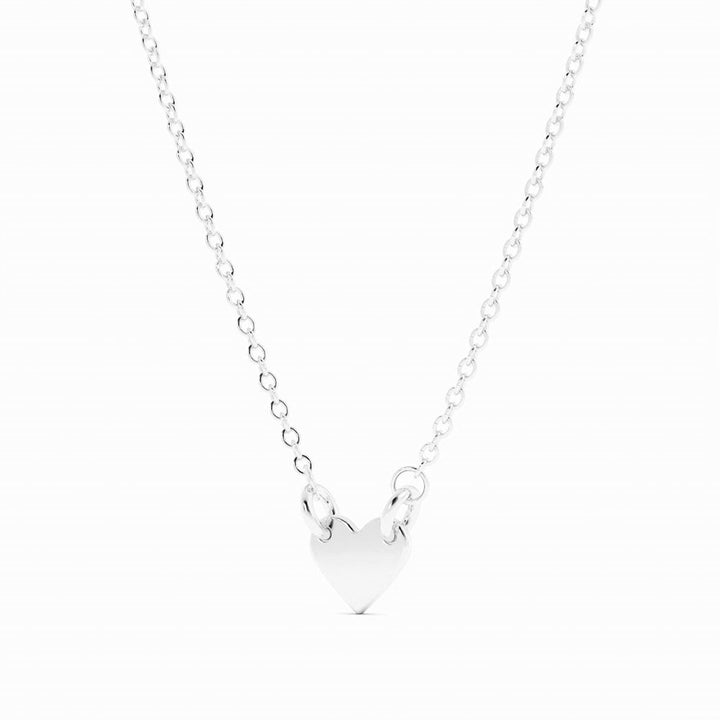 Sterling Silver Engravable Heart Pendant Necklace, Rhodium Plated