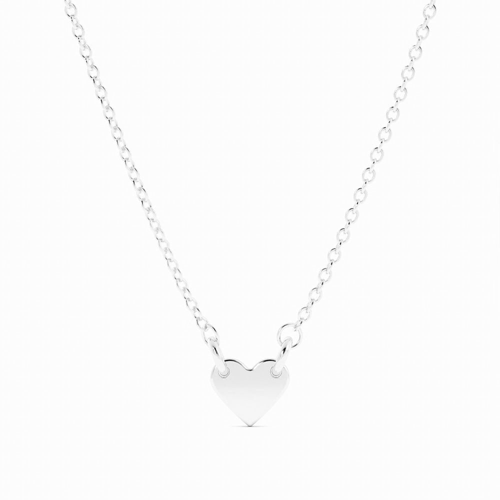 Sterling Silver Engravable Heart Pendant Necklace, Rhodium Plated