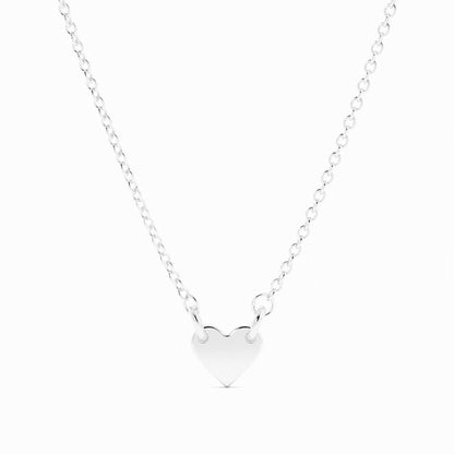 Sterling Silver Engravable Heart Pendant Necklace, Rhodium Plated