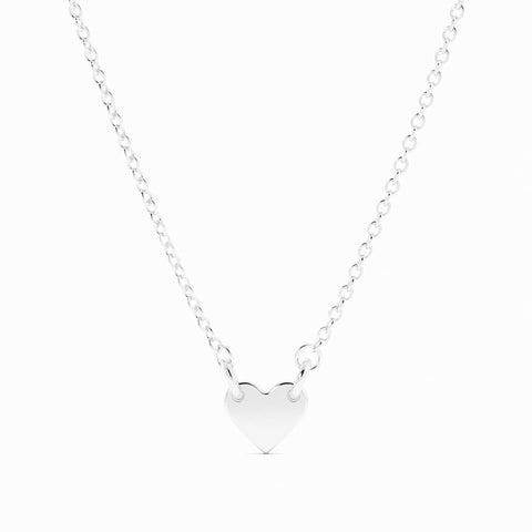 Sterling Silver Engravable Heart Pendant Necklace, Rhodium Plated