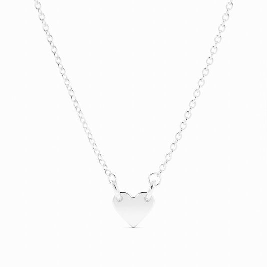 Sterling Silver Engravable Heart Pendant Necklace, Rhodium Plated