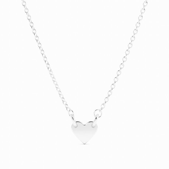 Sterling Silver Engravable Heart Pendant Necklace, Rhodium Plated