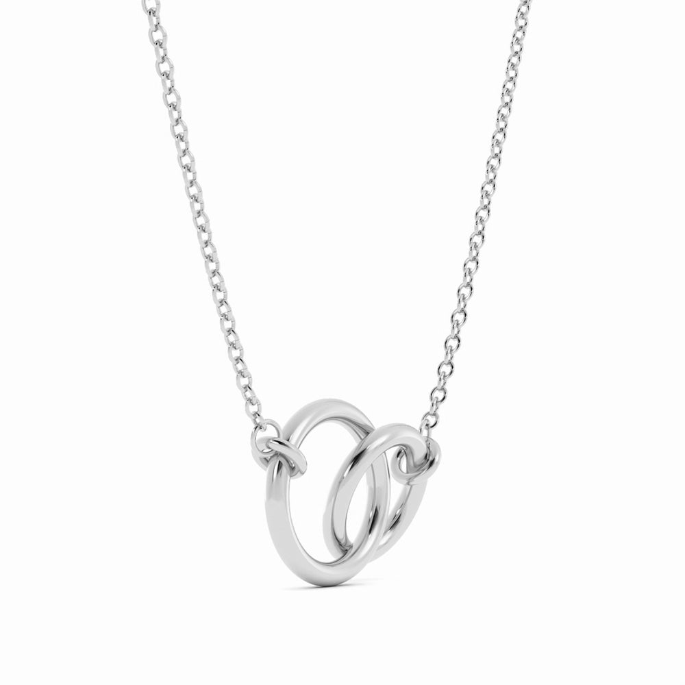 Sterling Silver Interlocking Rings Pendant Necklace, Rhodium Plated