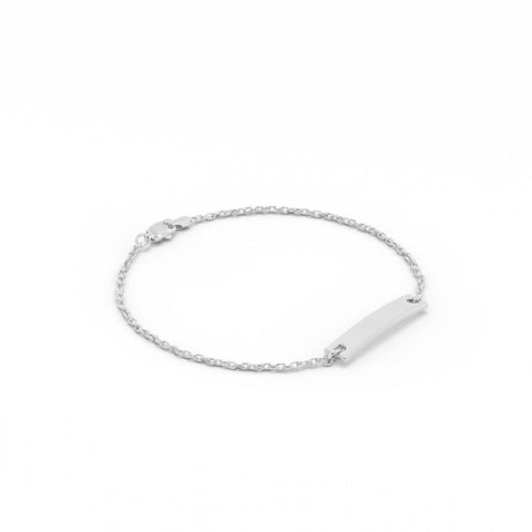 Sterling Silver Engravable Horizontal Bar Bracelet, Rhodium Plated