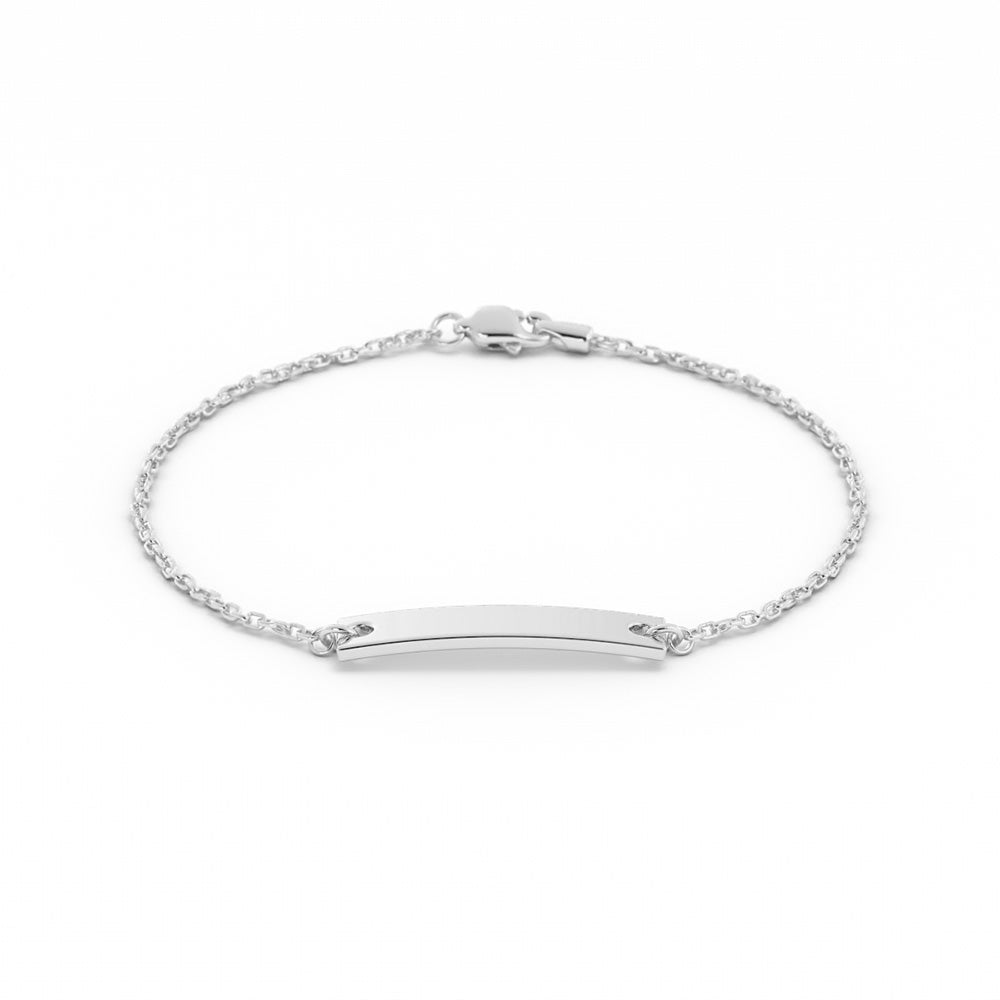 Sterling Silver Engravable Horizontal Bar Bracelet, Rhodium Plated