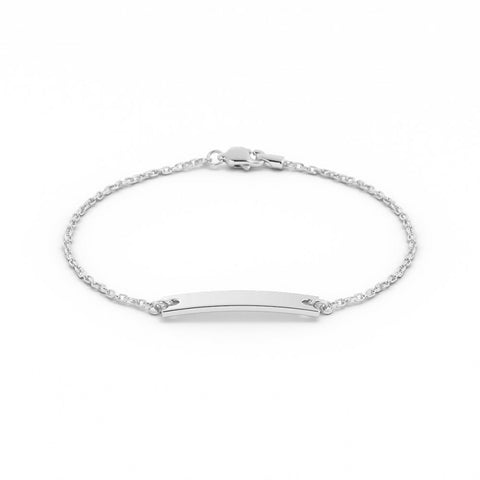 Sterling Silver Engravable Horizontal Bar Bracelet, Rhodium Plated