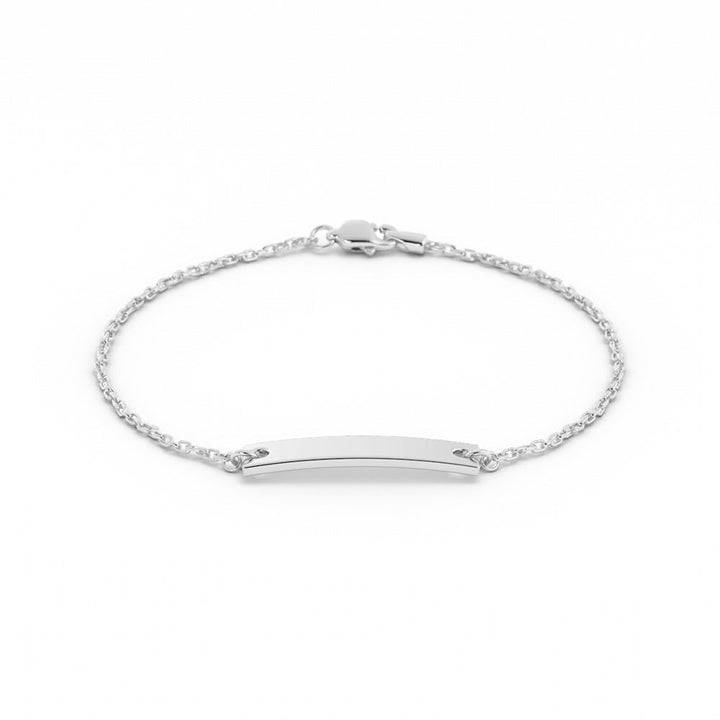 Sterling Silver Engravable Horizontal Bar Bracelet, Rhodium Plated