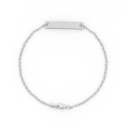 Sterling Silver Engravable Horizontal Bar Bracelet, Rhodium Plated