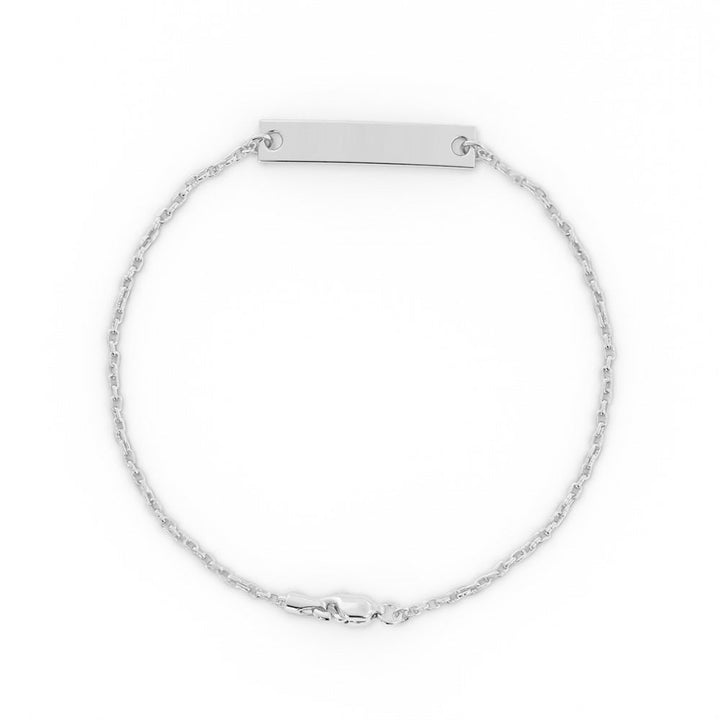 Sterling Silver Engravable Horizontal Bar Bracelet, Rhodium Plated