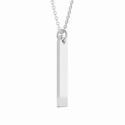 Sterling Silver Engravable Vertical Bar Pendant Necklace, Rhodium Plated