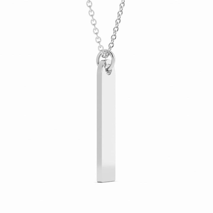 Sterling Silver Engravable Vertical Bar Pendant Necklace, Rhodium Plated