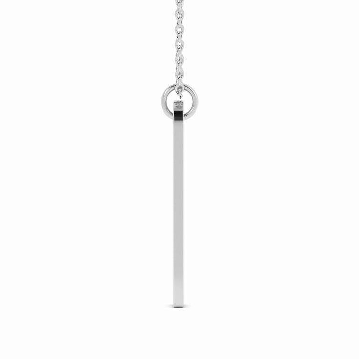 Sterling Silver Engravable Vertical Bar Pendant Necklace, Rhodium Plated