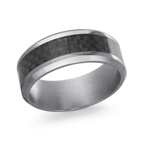 Grey Tantalum with Carbon Fiber Inlay 8mm Wedding Band