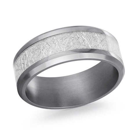 Grey Tantalum with Meteorite Inlay 8mm Wedding Band