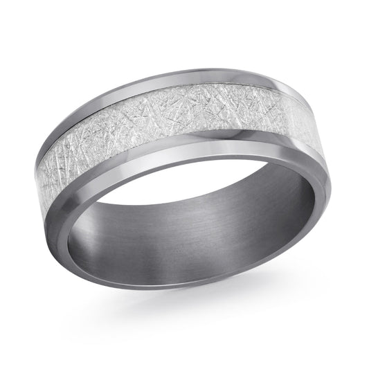 Grey Tantalum with Meteorite Inlay 8mm Wedding Band