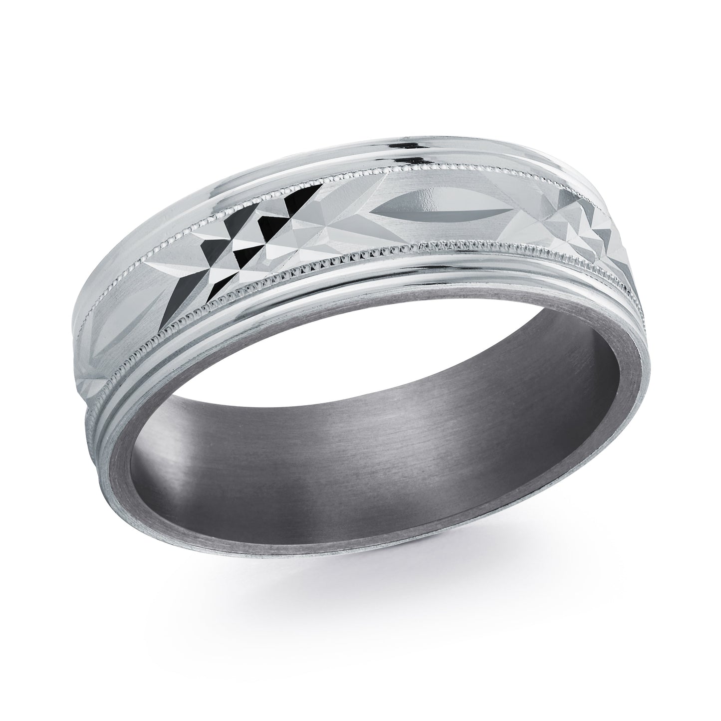 Two-Tone 14K White Gold/Tantalum 7mm Wedding Band