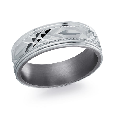 Two-Tone 14K White Gold/Tantalum 7mm Wedding Band