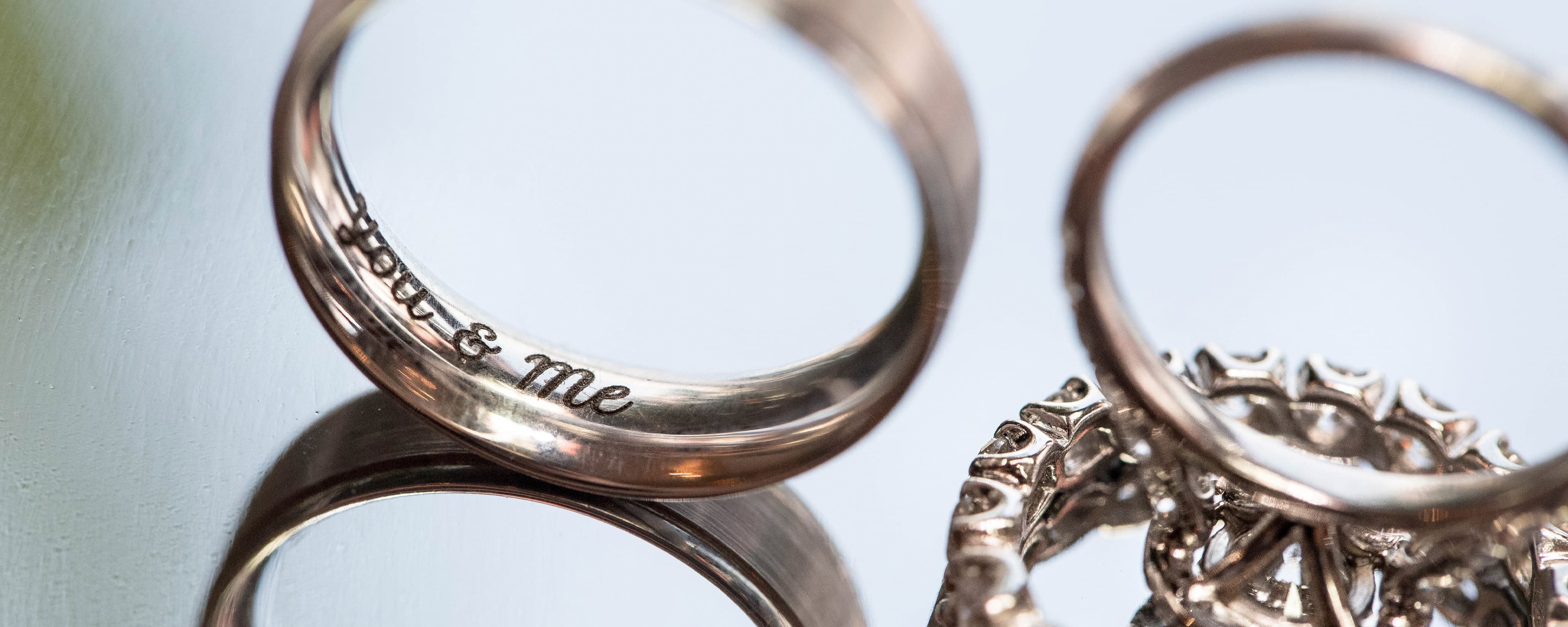 Leaf Wedding Ring Bands, Gold, handmade, engraved | Bowman Originals,  Sarasota, 941-302-9594.