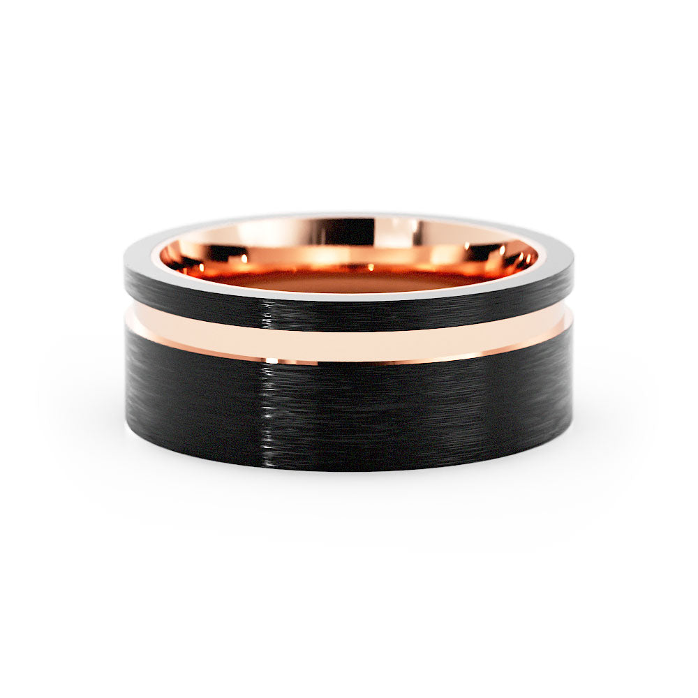 Two-Tone Black/Rose Tungsten 8mm Wedding Band