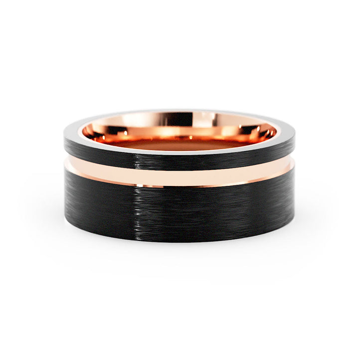 Two-Tone Black/Rose Tungsten 8mm Wedding Band