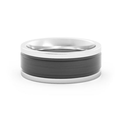 Two-Tone Black/Grey Tungsten 8mm Wedding Band