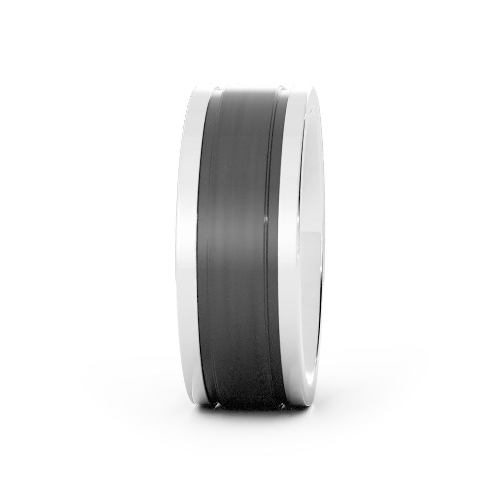 Two-Tone Black/Grey Tungsten 8mm Wedding Band