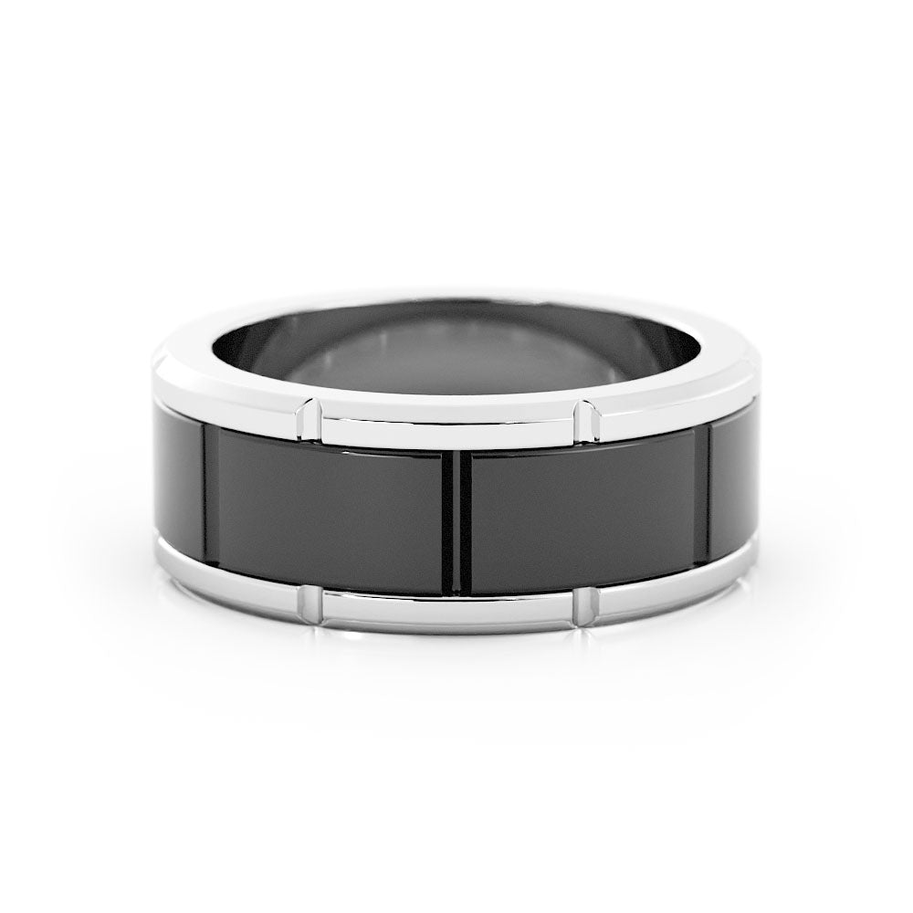 Two-Tone Black/White Tungsten 8mm Wedding Band