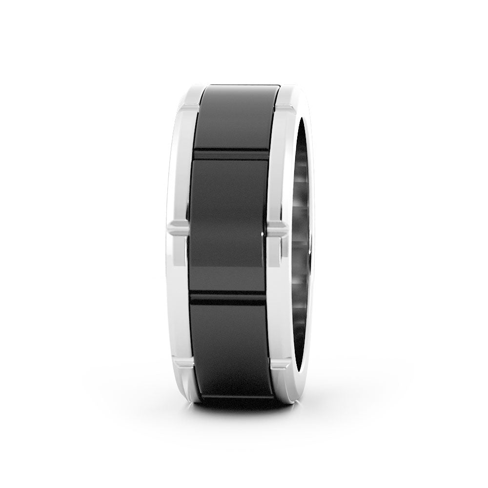 Two-Tone Black/White Tungsten 8mm Wedding Band