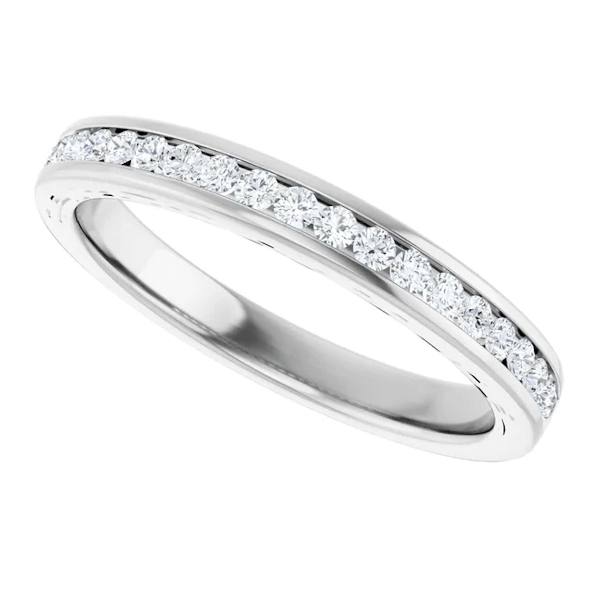 14K White Gold Diamond Wedding Band | Channel-Set Stackable Ring – Luvari