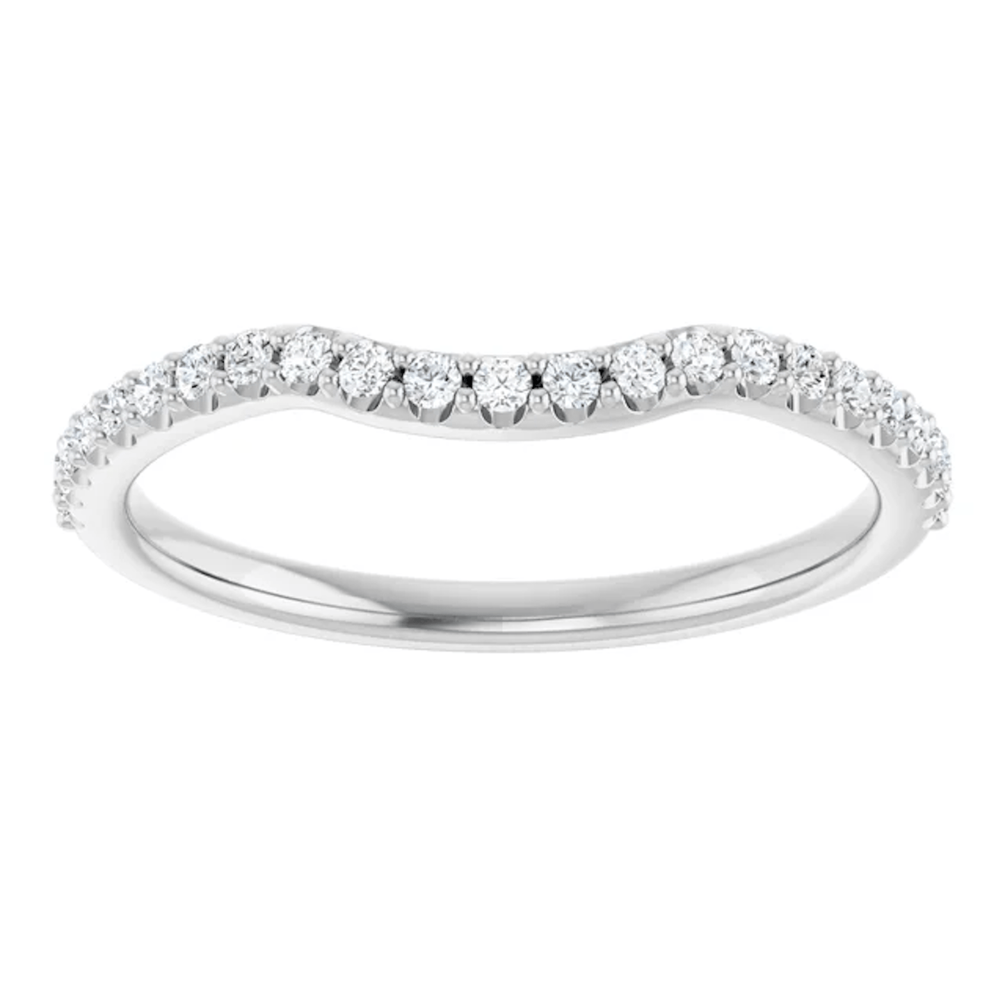14K White Gold Round Curved Contour Wedding Band