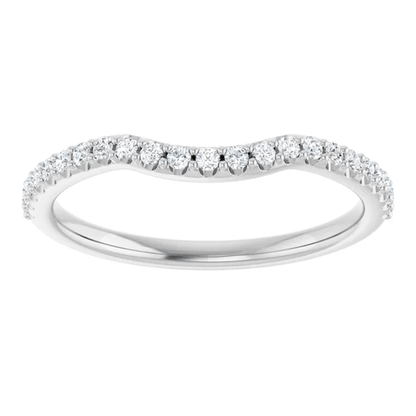 14K White Gold Round Curved Contour Wedding Band