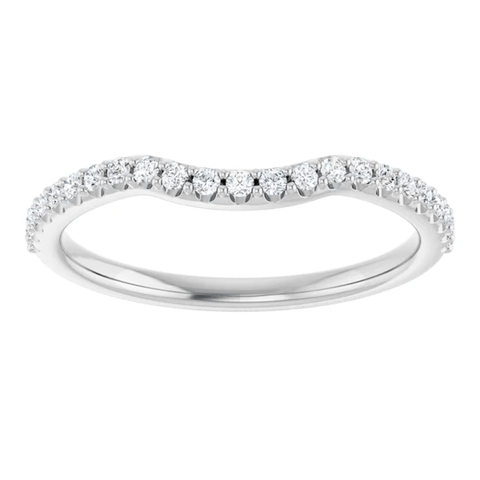 14K White Gold Round Curved Contour Wedding Band