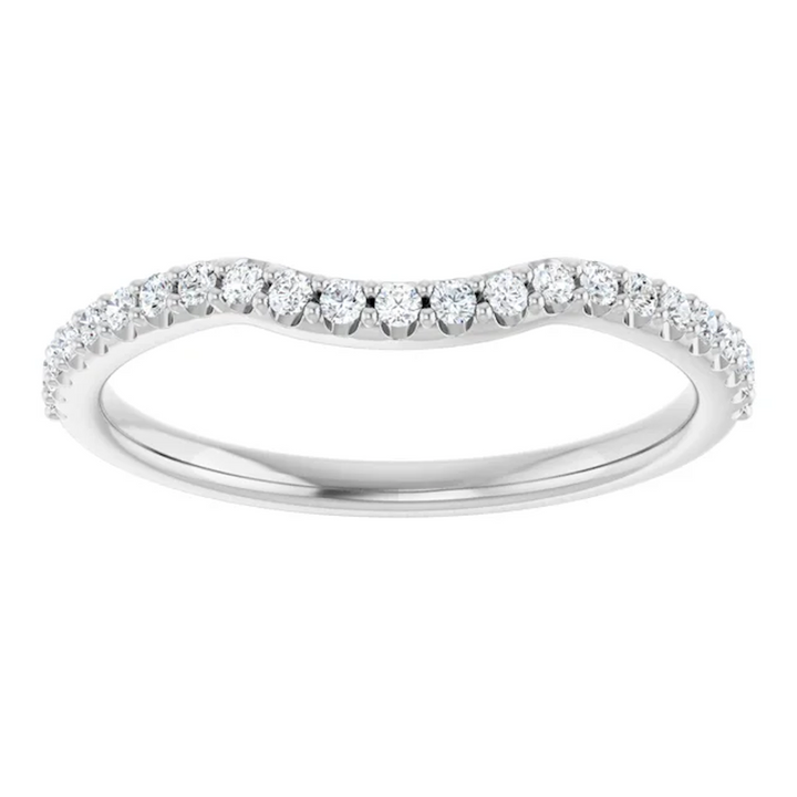 14K White Gold Round Curved Contour Wedding Band