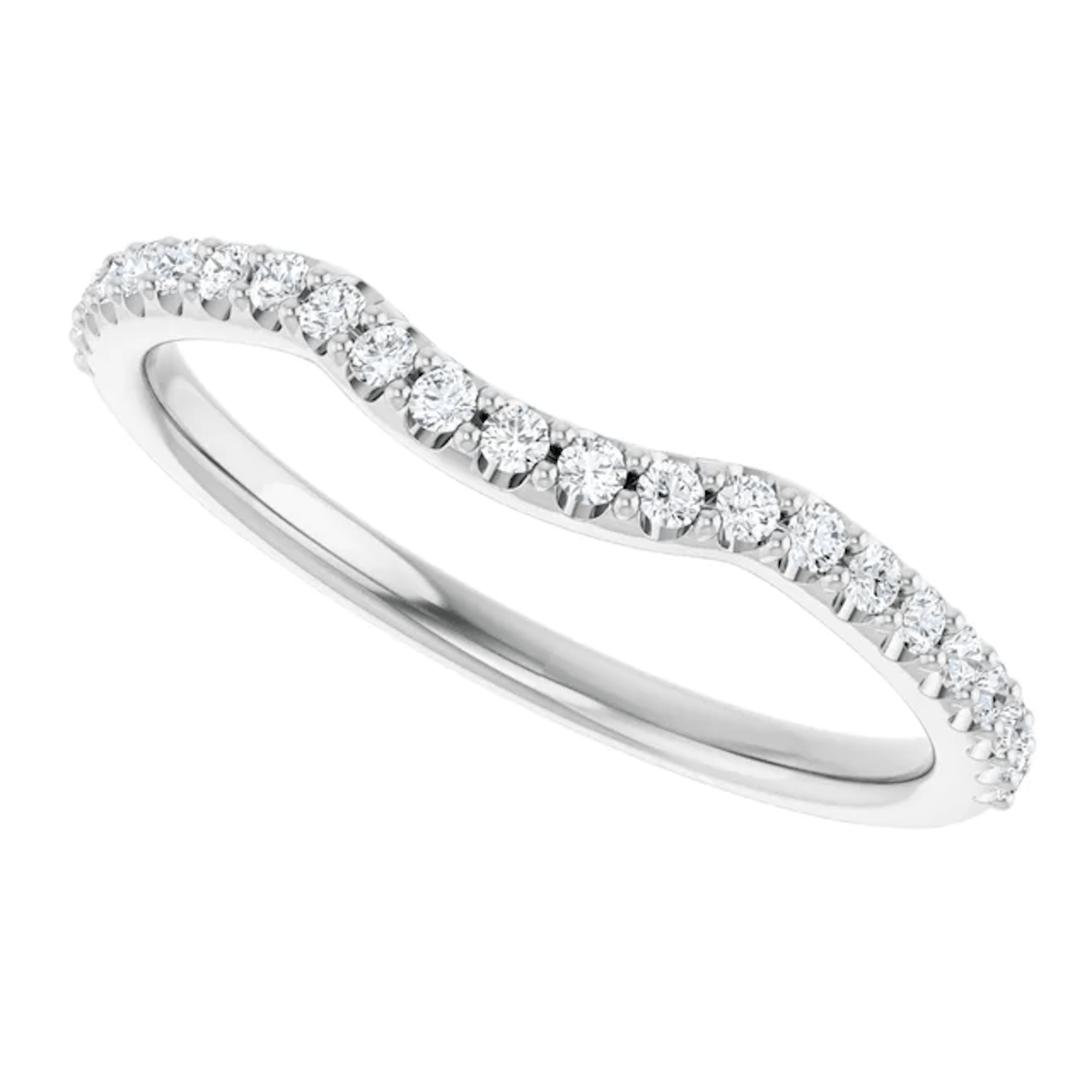 14K White Gold Round Curved Contour Wedding Band - Classic & Modern 14K White Gold Round Curved Contour Wedding Band - Classic & Modern