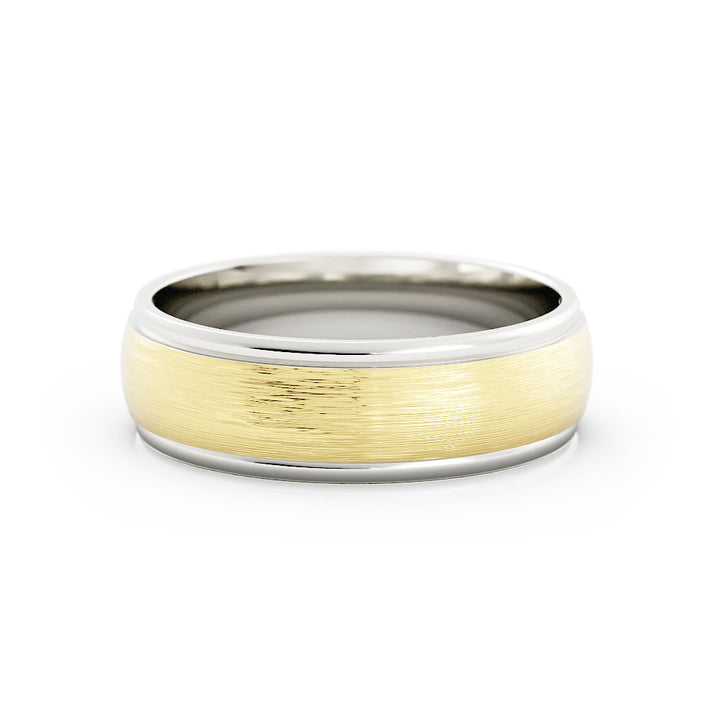 Satin Two-Tone Elevated Center 6mm Wedding Band