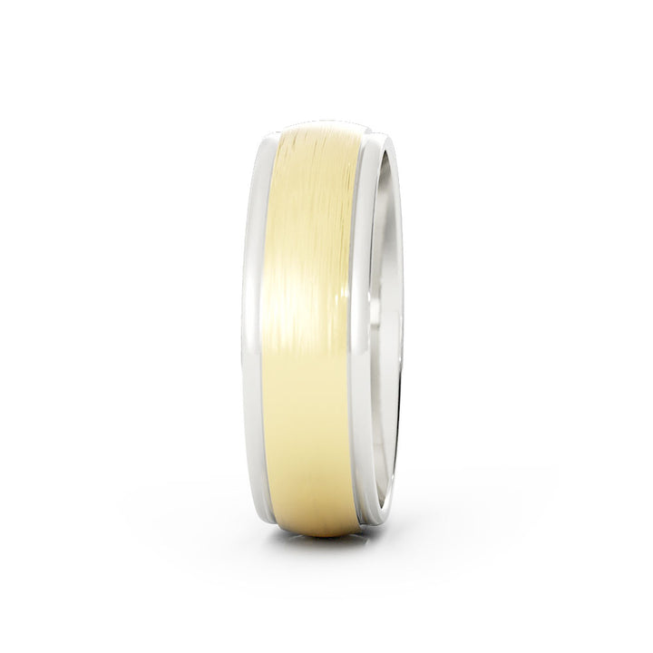 Satin Two-Tone Elevated Center 6mm Wedding Band