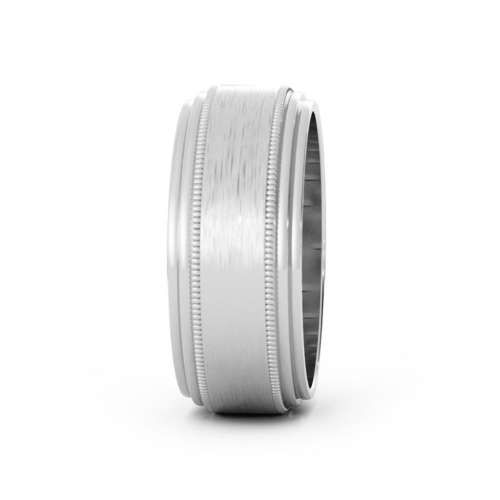 Satin Milgrain with Double Outside Groove 8mm Wedding Band