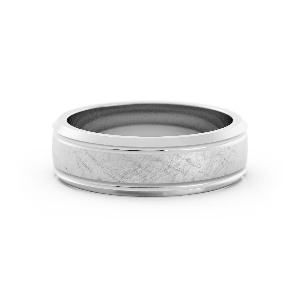 Scratch Outside Groove with Beveled Edge 6mm Wedding Band